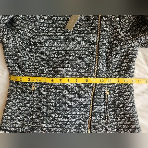 J.crew set woven Tweed Fringe Cropped Jacket/Blazer 4 & skirt 2 navy/off white - Picture 9 of 16